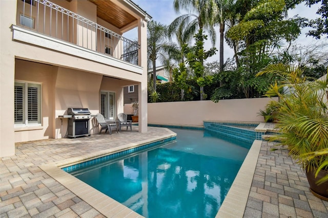 view of pool with a grill