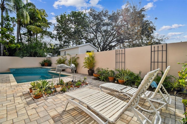 view of pool featuring a patio