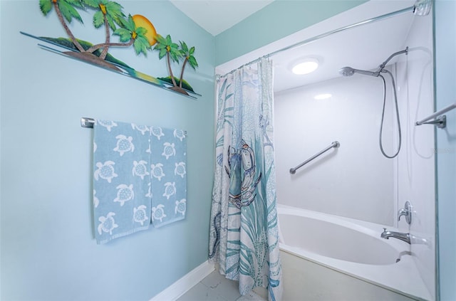 bathroom featuring shower / bath combination with curtain