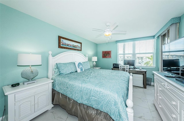 bedroom featuring ceiling fan