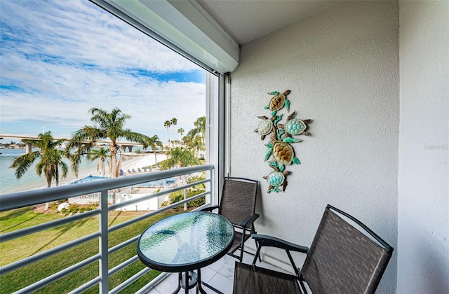 balcony with a water view