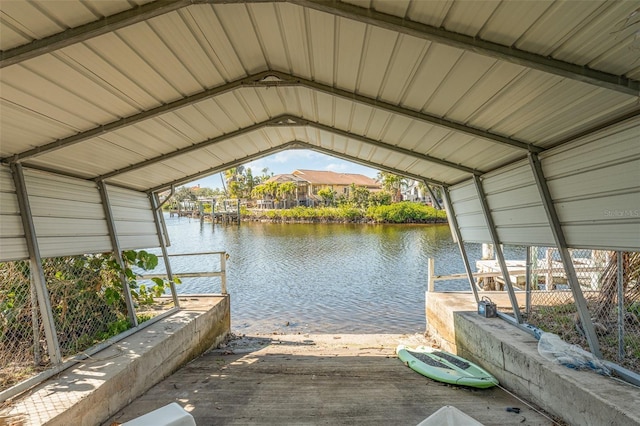 dock area featuring a water view