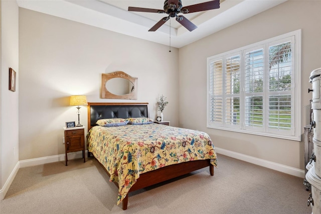 bedroom featuring carpet flooring and ceiling fan