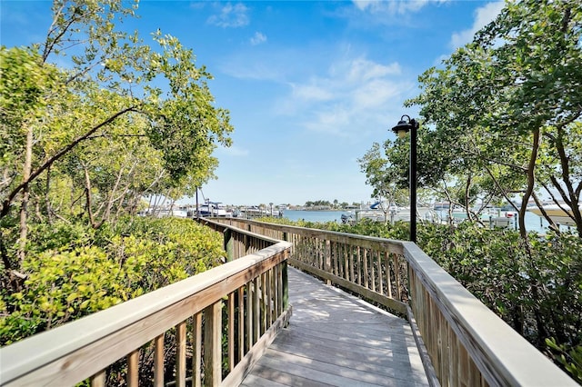 surrounding community featuring a water view