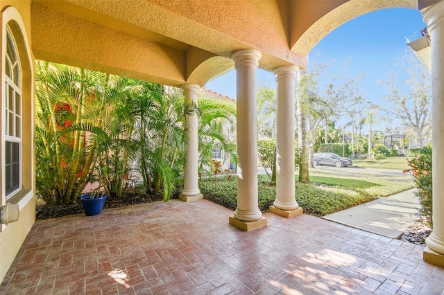 view of patio with covered porch