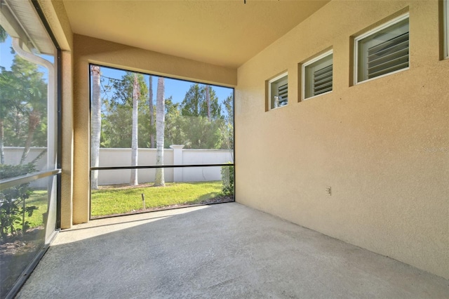 view of unfurnished sunroom