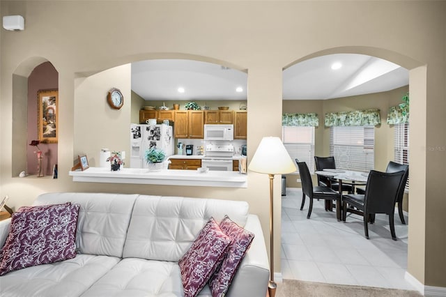 view of tiled living room