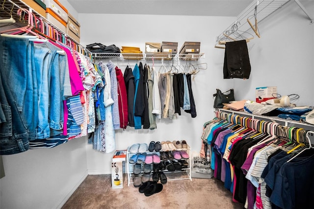 spacious closet with carpet flooring