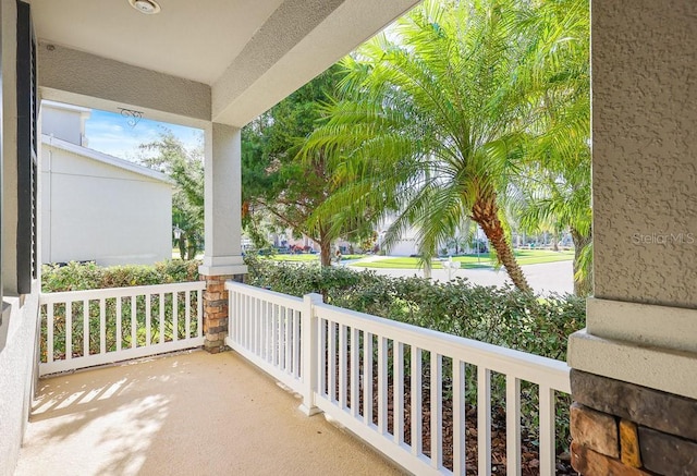 view of patio featuring a porch