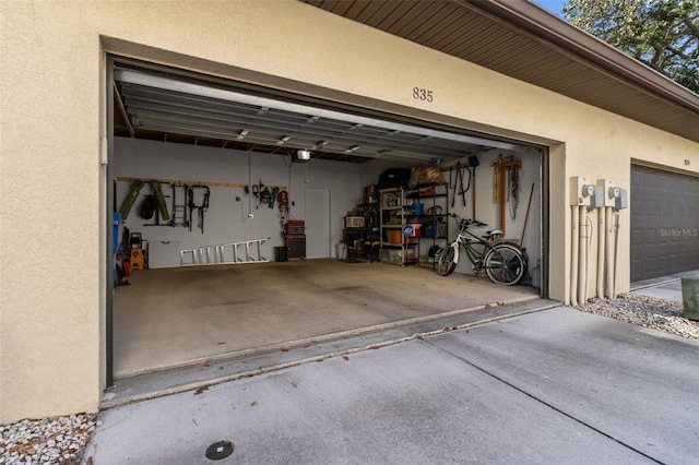 garage with a garage door opener