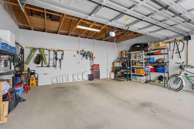 garage with a garage door opener