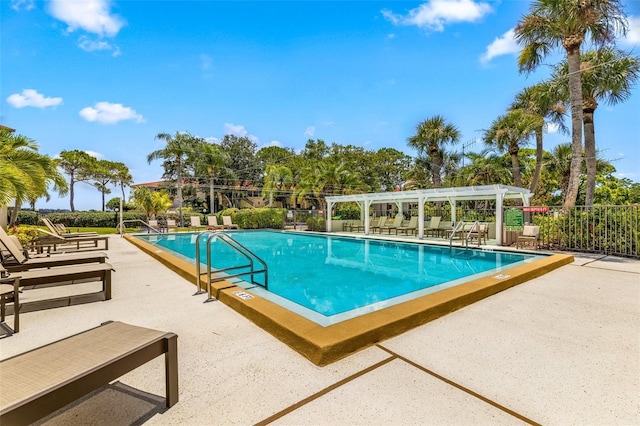 view of pool featuring a patio