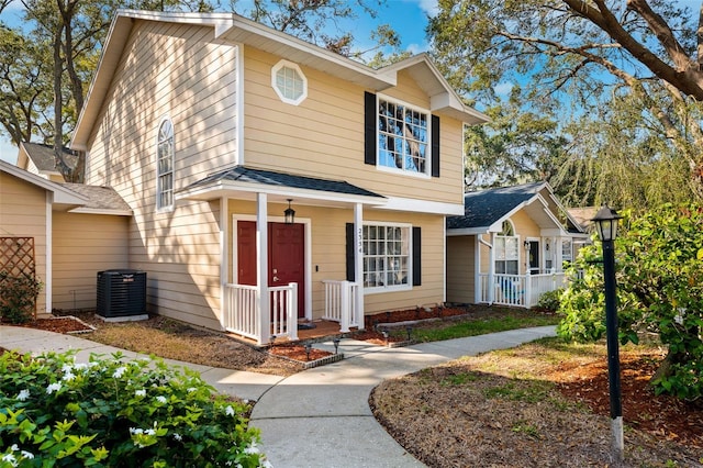 view of front property featuring central AC unit