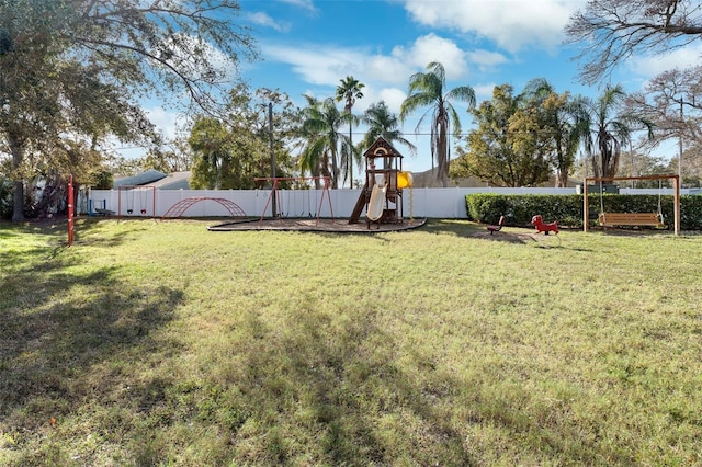 view of yard with a playground