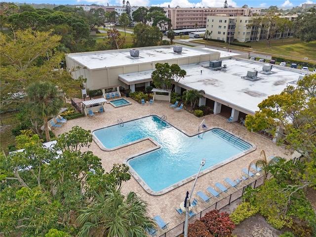 view of swimming pool featuring a patio