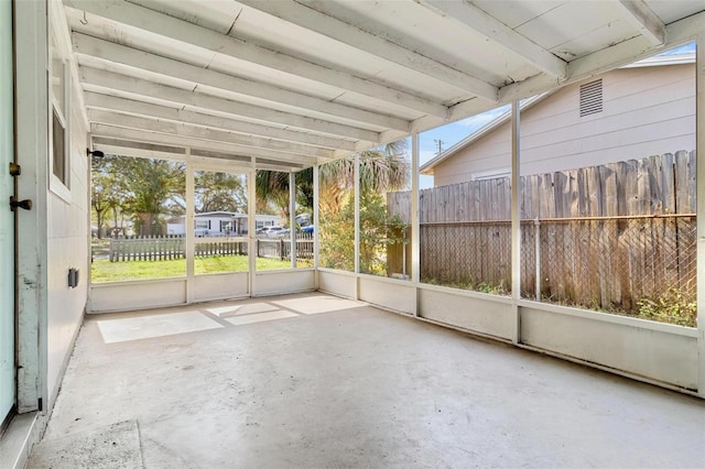 view of unfurnished sunroom