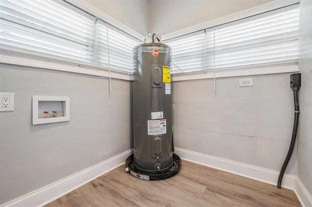 utility room featuring water heater