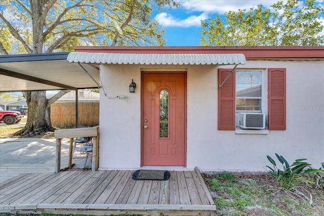 property entrance with cooling unit