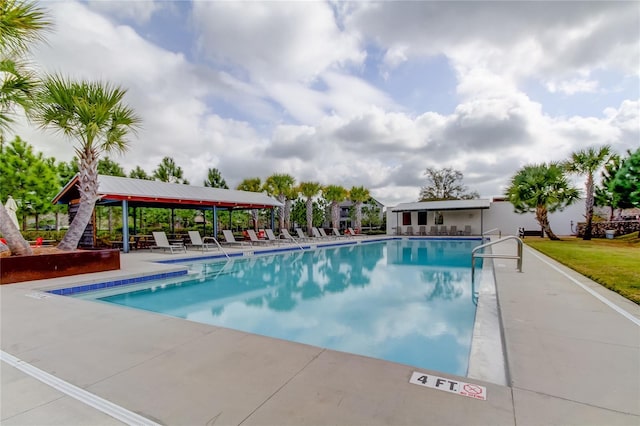 view of pool with a gazebo and a patio area