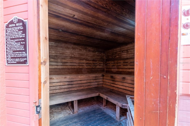 view of sauna