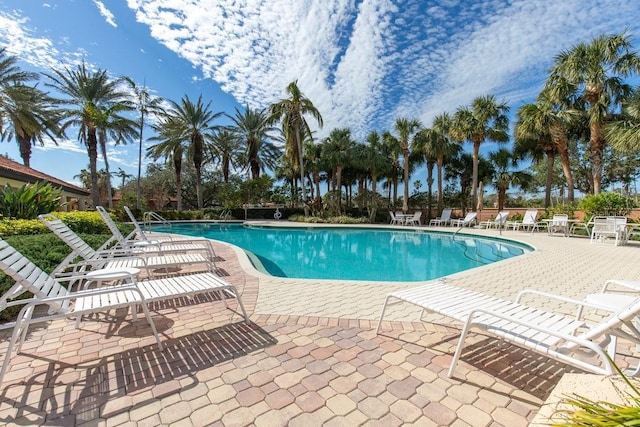 view of pool featuring a patio area