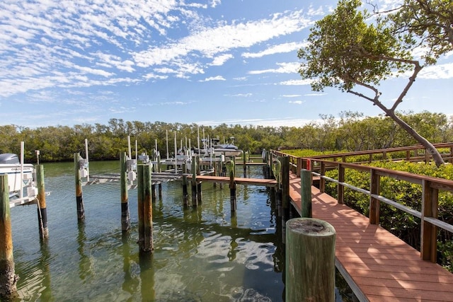 view of dock featuring a water view