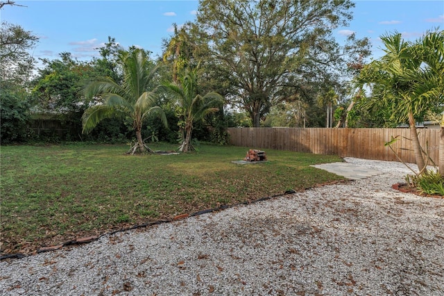 view of yard featuring a fenced backyard