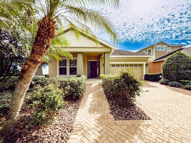 view of front of house with a garage