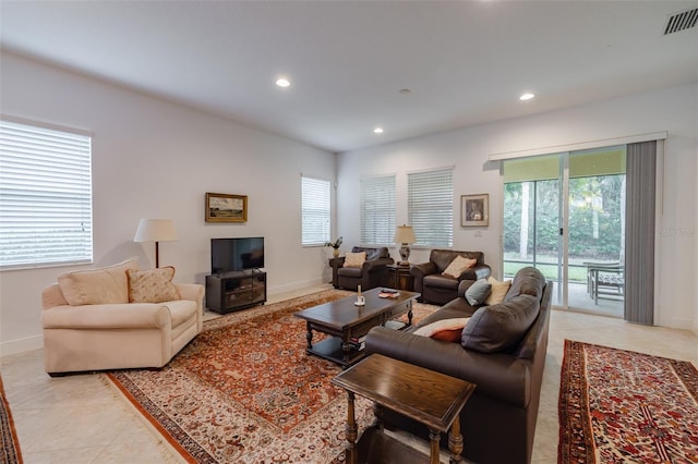 view of tiled living room