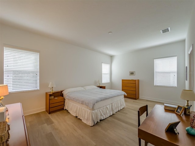 bedroom with light wood-type flooring