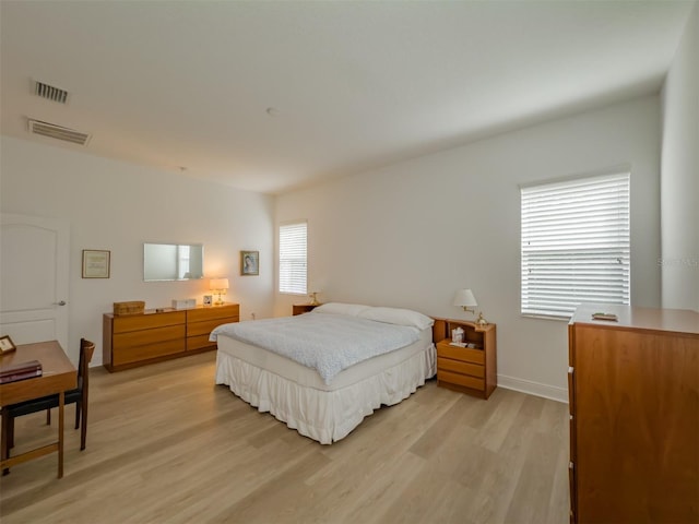 bedroom with light hardwood / wood-style flooring