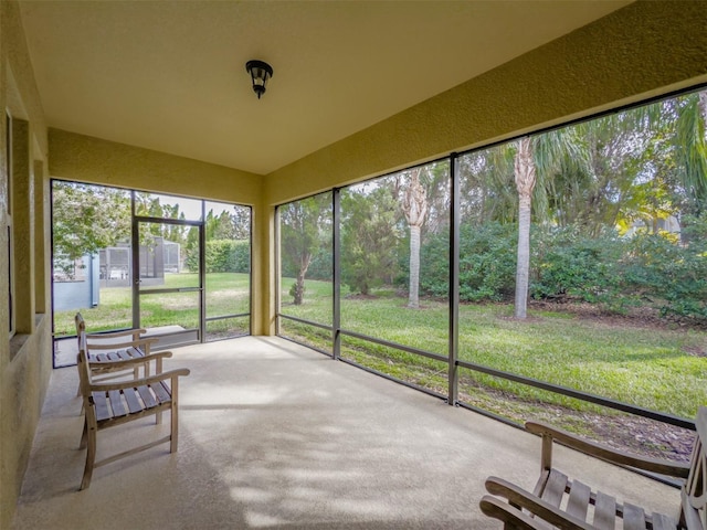 view of unfurnished sunroom