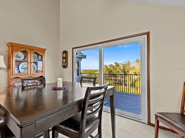 view of carpeted dining room