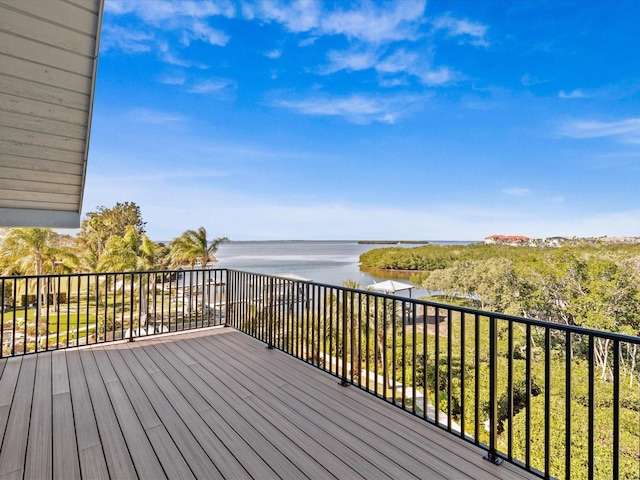 deck with a water view