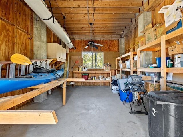 storage featuring ceiling fan