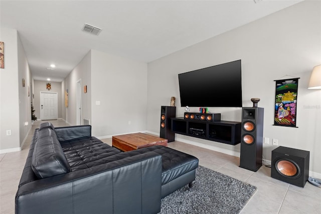 view of tiled living room