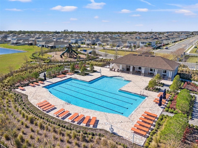 view of pool featuring a patio