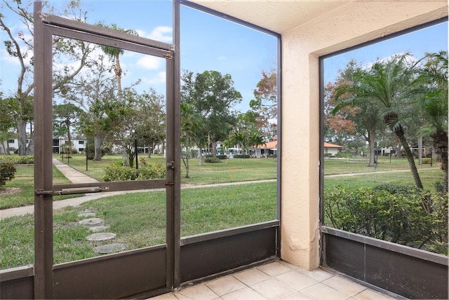 view of unfurnished sunroom