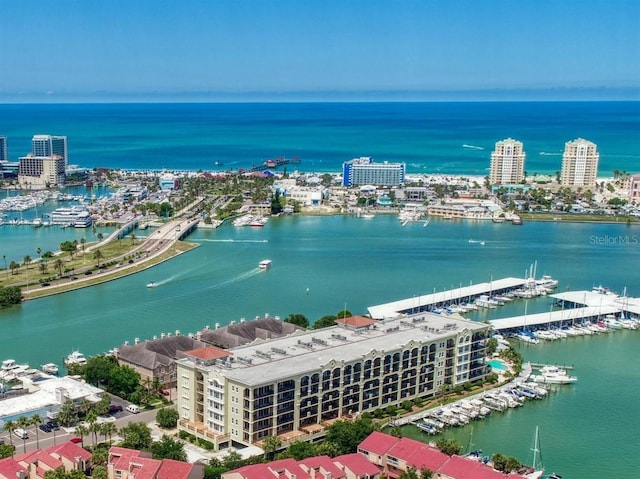 bird's eye view featuring a water view