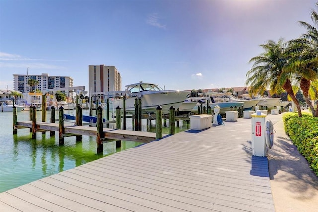 dock area featuring a water view