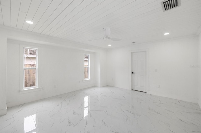 unfurnished room with wood ceiling