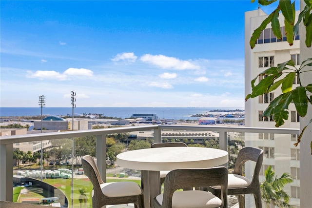 balcony with a water view