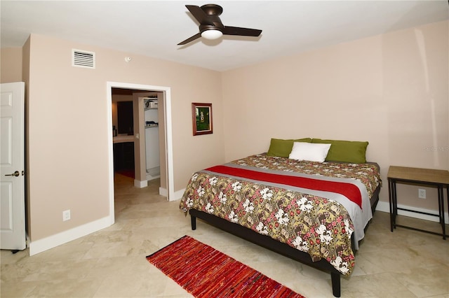 bedroom featuring ceiling fan