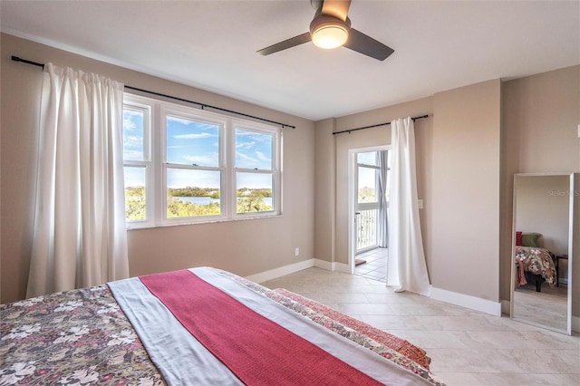 bedroom featuring ceiling fan