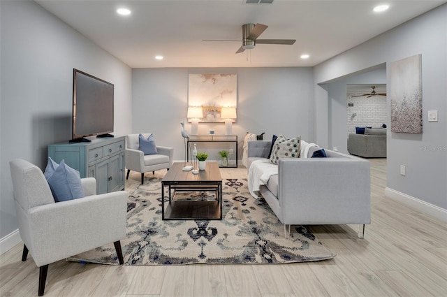 living room with light wood-type flooring