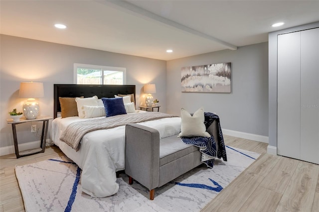 bedroom featuring light wood-type flooring