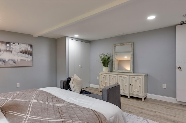 bedroom featuring light hardwood / wood-style flooring