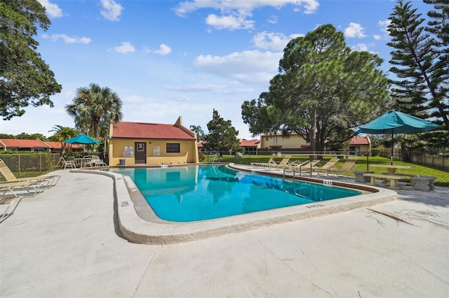 view of pool with a patio area