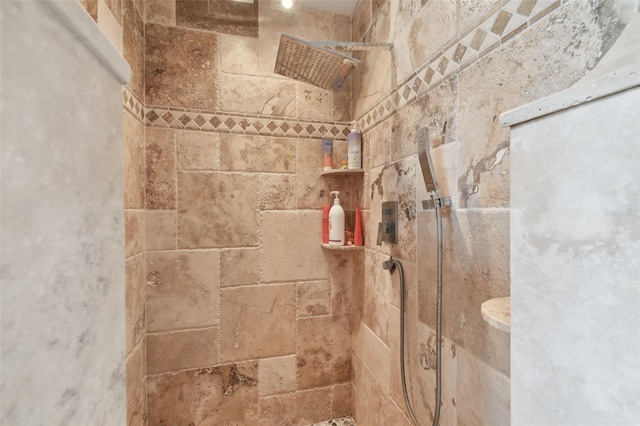 interior details featuring tiled shower