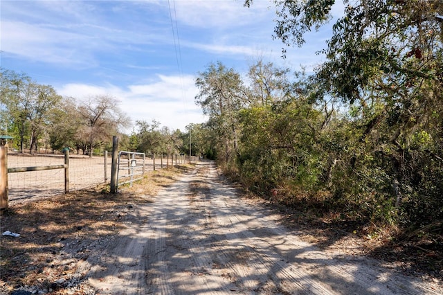 view of street with a rural view